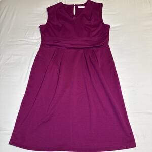 Christin Michaels Sheath Sleeveless Dress 1XL Purple V Neck Stretch Career EUC